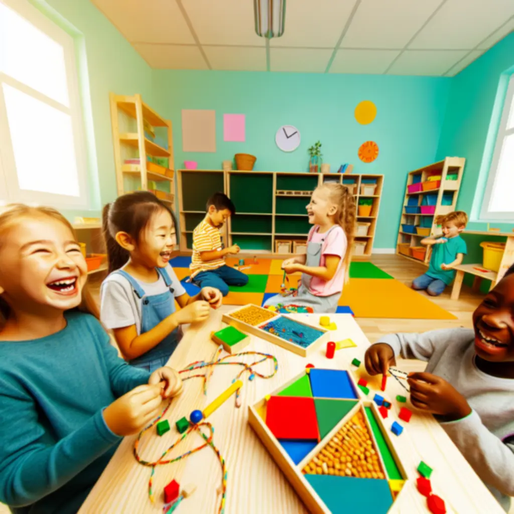 Mosolygó gyerekek játékos tanulás közben a KidsPlayMarket színes foglalkozásán