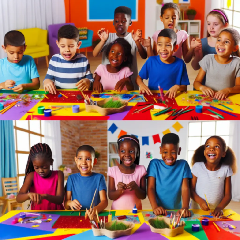 Gyerekek kreatív workshopon festenek és alkotnak