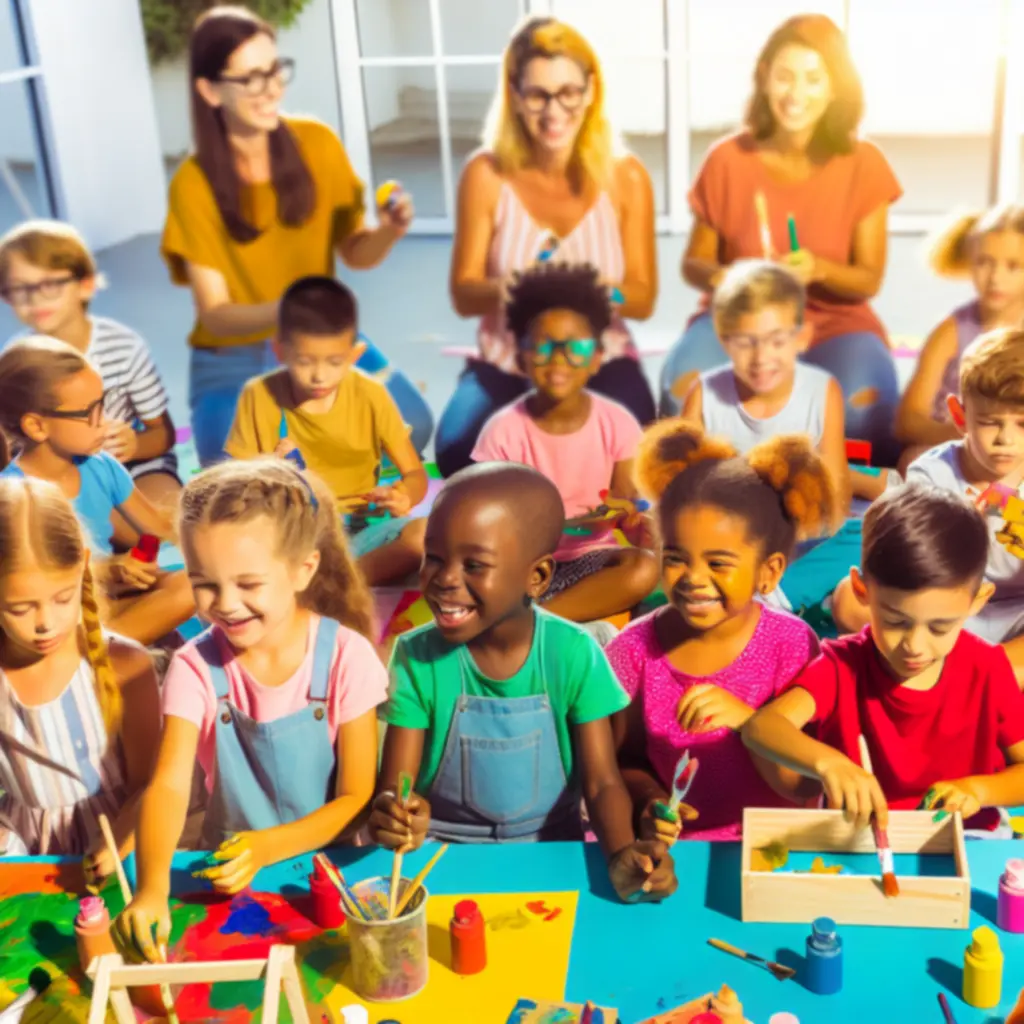 Gyermekek vidám, szervezett játékfoglalkozáson